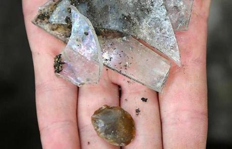The team found glass shards and a gun flint, possibly from the Revolutionary War. 
